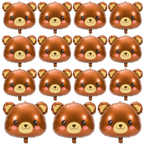 15 Stück Bärenballons, Große Bärenkopfballons aus Polyester Süße Partytierdekorationen für Tiergeburtstagspartys und Babypartys (Braun) von Tinoaly