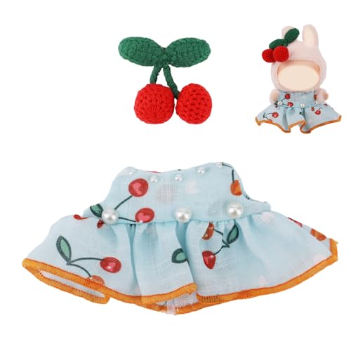 17cm Puppen Kleidungsset, Kawaii Outfit zum Thema Kirsche Enthält Blau Rock Rot Grün Haarspange Kirsche Thema Zubehör für 15cm/17cm Spielzeug Figur Dekoration 17cm Puppen Kleidungsset, Kawaii Outfit zum Thema Kirsche Enthält Blau Rock Rot Grün Haarspange Kirsche Thema Zubehör für 15cm/17cm Spielzeug Figur Dekoration von Tinoaly