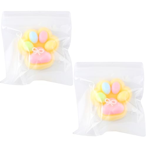 2 Stück Quetschspielzeug in Katzenpfotenform, Jelly Kitty Paw Kawaii Zappelspielzeug Matschig Weich Matschige Tierpfote Süßes Geschenk zum Entspannen im Homeoffice (Dopamin Gelb) von Tinoaly