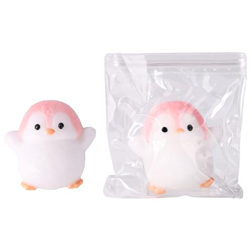 2 Stück Taba Squishy Pinguin Spielzeug, Weiches Pinguin Stress Spielzeug aus TPR in Tierform Neuartiges Spielzeug für Weihnachts und Geburtstagsgeschenk Dekoration (Rosa-Weiß) von Tinoaly