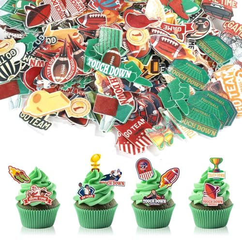 Tinoaly 280 st. Fußball Cupcake Topper, Essbar, 40 Designs, Bunt, Reispapier, Geburtstag, Babyparty, Fußball, Cupcake Dekoration von Tinoaly