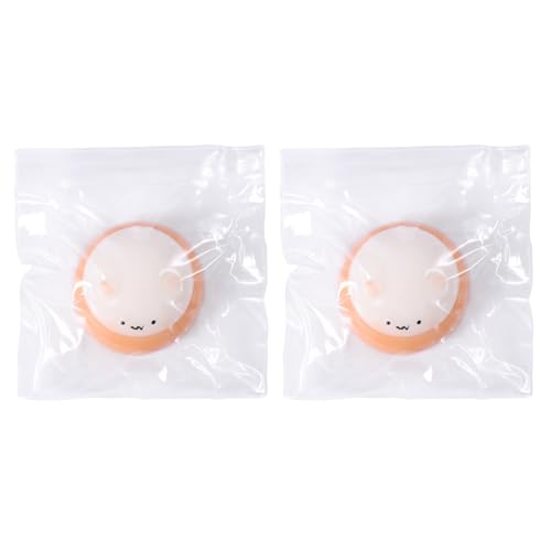 Tinoaly 2stk Cremefarbenes Kastanienbraunes Hamster-Quetschspielzeug, Superweich Matschiger Hamster Fufu-Hamster-Zappel-Stressbälle Kawaii Hamster-Sinnesspielzeug für Kinder Erwachsene von Tinoaly
