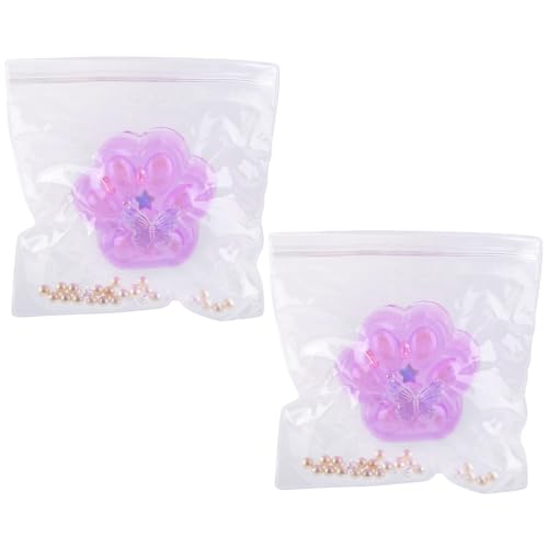 2stk Quetschspielzeug in Katzenpfotenform, Weiche Katzenpfote in Glitzer-Taba-Form Kawaii Jelly Kitty Paw Entspannende Tiere Stress Abbauendes Zappelspielzeug für Kinder Teenager Erwachsene (Lila) von Tinoaly