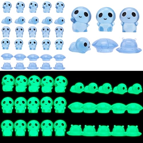 30 Stück Mini Leuchtende Alien, Kleine Alien Figuren aus Harz Winzige Außerirdische Zum Verstecken für Streichgeschenke Weltraum Party Mitgebsel Halloween Osterdekorationen von Tinoaly