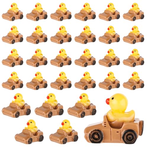 30stk Kunstharz Enten, Braun und Gelb Kleine Enten in Einem Auto Niedliche Kleine Entenfiguren Schwimmenten Mini-Autoenten-Dekoration für Zuhause Büro Garten von Tinoaly