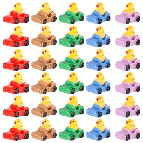 Tinoaly 30stk Mini Auto Enten Set, Kunstharz Ente im Auto Lustige Enten Mikro-Landschafts Ente Auto Armaturenbrett Deko für Zuhause Auto Büro Dekor(Gemischte Farben) von Tinoaly