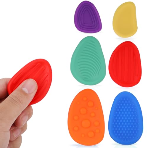 6 Stück Zappelspielzeug, Sensorischer Stein Silikon Zappelspielzeug für Erwachsene Leise Bunt Strukturierte Handschmeichler Zappel-Stressspielzeug zum Beruhigen Büro Zuhause Geschenk 6 Stück Zappelspielzeug, Sensorischer Stein Silikon Zappelspielzeug für Erwachsene Leise Bunt Strukturierte Handschmeichler Zappel-Stressspielzeug zum Beruhigen Büro Zuhause Geschenk von Tinoaly