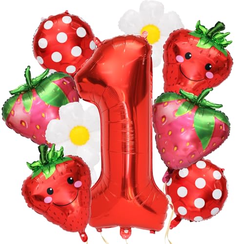 9stk Erdbeer Party Luftballon Set, Süße Dekorationen zum 1 Geburtstag Erdbeer Beeren Gänseblümchen Folienballon Girlande für die Erste Geburtstagsparty Hintergrund Foto-Requisiten Babyparty 9stk Erdbeer Party Luftballon Set, Süße Dekorationen zum 1 Geburtstag Erdbeer Beeren Gänseblümchen Folienballon Girlande für die Erste Geburtstagsparty Hintergrund Foto-Requisiten Babyparty von Tinoaly