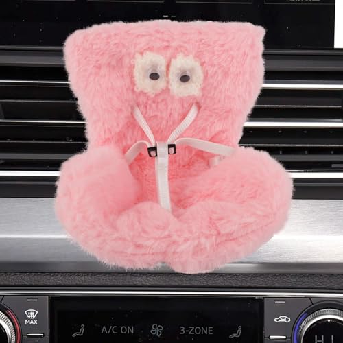 Autositz für 10-17 cm Große Puppen, Weicher Pelziger Belüftungssitz mit Lüftungsclip und Duftbox Süßes Auto-Ornament Zubehör für Spielzeugliebhaber und Sammler (Pink) von Tinoaly