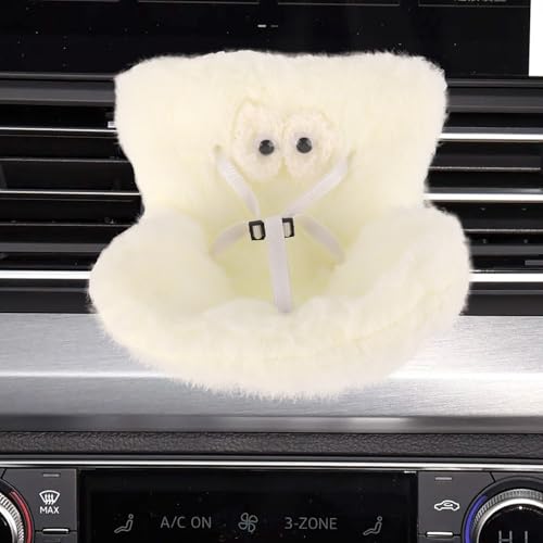 Autositz für 10-17 cm Große Puppen, Weicher Pelziger Belüftungssitz mit Lüftungsclip und Duftbox Süßes Auto-Ornament Zubehör für Spielzeugliebhaber und Sammler (Weiß) von Tinoaly