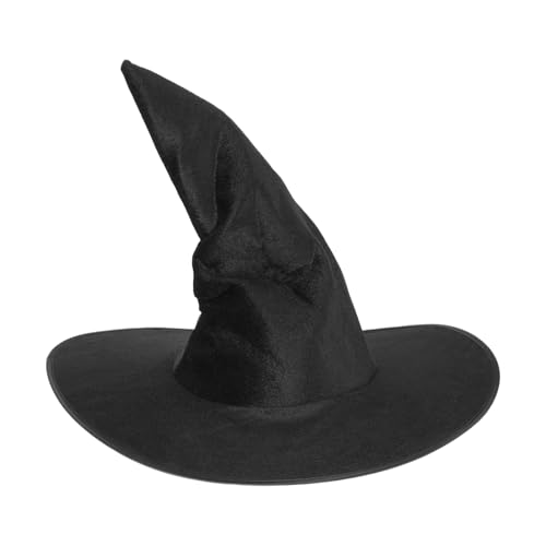 Halloween Hexenhut für Damen und Kinder, Schwarzer Spitzer Gothic Zaubererhut mit Breiter Krempe Cosplay Kostümzubehör für Halloween Partys Cosplay Maskenball von Tinoaly