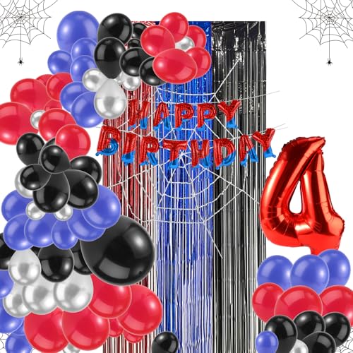 Spinnen Partydekorationen, Inklusive Buchstabenbanner Zahlenballon Netzhintergrund Hängenden Vorhängen Luftballons in Verschiedenen Größen für Babyparty Dekoration für Jungen Mädchen (Nummer 4) Spinnen Partydekorationen, Inklusive Buchstabenbanner Zahlenballon Netzhintergrund Hängenden Vorhängen Luftballons in Verschiedenen Größen für Babyparty Dekoration für Jungen Mädchen (Nummer 4) von Tinoaly