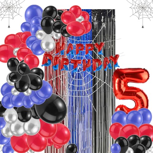 Spinnen Partydekorationen, Inklusive Buchstabenbanner Zahlenballon Netzhintergrund Hängenden Vorhängen Luftballons in Verschiedenen Größen für Babyparty Dekoration für Jungen Mädchen (Nummer 5) Spinnen Partydekorationen, Inklusive Buchstabenbanner Zahlenballon Netzhintergrund Hängenden Vorhängen Luftballons in Verschiedenen Größen für Babyparty Dekoration für Jungen Mädchen (Nummer 5) von Tinoaly