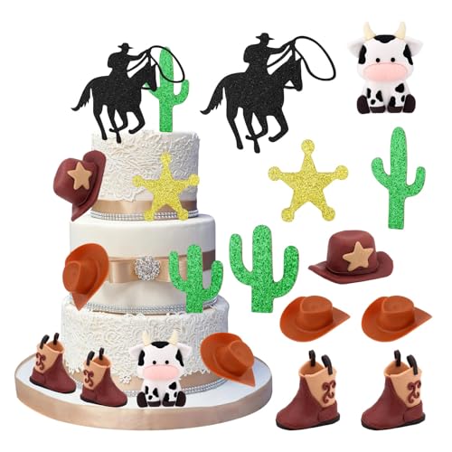 Tinoaly 10stk Cowboy-Kuchenaufsätze, Lustige Cowboyhut-Stiefel Pferd Kaktus Rodeo-Kuchendekorationen mit Holzstäbchen und Kleber Geburtstags-Cowgirl-Western-Mottoparty-Geschenke und -Dekorationen Tinoaly 10stk Cowboy-Kuchenaufsätze, Lustige Cowboyhut-Stiefel Pferd Kaktus Rodeo-Kuchendekorationen mit Holzstäbchen und Kleber Geburtstags-Cowgirl-Western-Mottoparty-Geschenke und -Dekorationen von Tinoaly