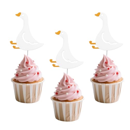 Tinoaly 24stk Cupcake-Topper für Gänsepartys, Lustige Weiße Gänse-Cupcake-Topper Gänse-Mottoparty-Dekorationen Süße Tier-Cupcake-Picker für Babyparty Geburtstagsfeier Tinoaly 24stk Cupcake-Topper für Gänsepartys, Lustige Weiße Gänse-Cupcake-Topper Gänse-Mottoparty-Dekorationen Süße Tier-Cupcake-Picker für Babyparty Geburtstagsfeier von Tinoaly