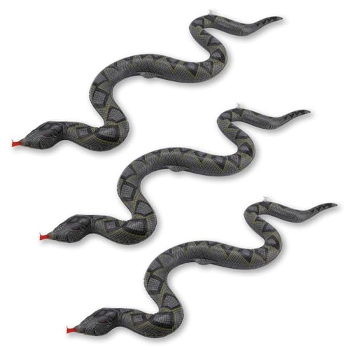 Tinoaly 3 Stück Aufblasbare Schlangen, 95x25cm Große Aufblasbare Realistische PVC Schlangen Als Dschungel Dekoration für Halloween Pool Gartenparty und Streiche von Tinoaly