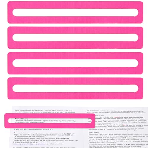 Tinoaly 4 Stück Mahjong-Linienfinder, Mahjong-Regelleser Hell Anfängerfreundlich Mah-Jong-Kartenführer Leser Helfer Werkzeug perfekt Mah-Jong-Geschenke und Zubehör für Spieler (Pink) von Tinoaly