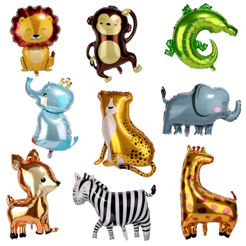 Tinoaly 9 Stück Safari Tier Ballons, Groß Giraffe Tiger Löwe Affe Elefant Zebra Wald Wildtier Folienballons für Dschungel-Thema Kindergeburtstag Party Babyparty Dekorationen Tinoaly 9 Stück Safari Tier Ballons, Groß Giraffe Tiger Löwe Affe Elefant Zebra Wald Wildtier Folienballons für Dschungel-Thema Kindergeburtstag Party Babyparty Dekorationen von Tinoaly