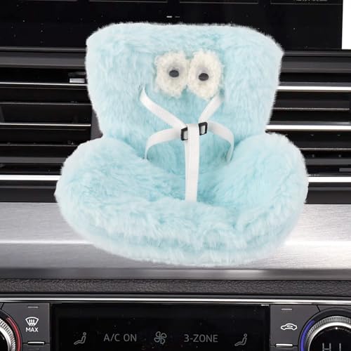 Tinoaly Autositz für 10-17 cm Große Puppen, Weicher Pelziger Belüftungssitz mit Lüftungsclip und Duftbox Süßes Auto-Ornament Zubehör für Spielzeugliebhaber und Sammler (Blau) von Tinoaly
