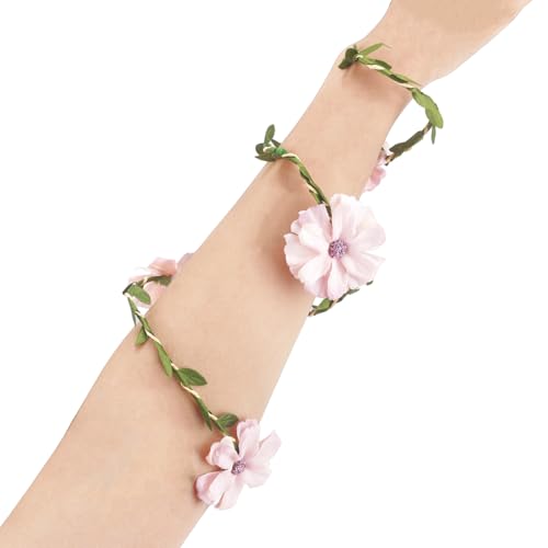 Tinoaly Blumenarmband, Renaissance-Feenblumenarmband Damenbekleidungsaccessoires Festival-Rollenspiel-Verkleidungszubehör (Rosa) von Tinoaly