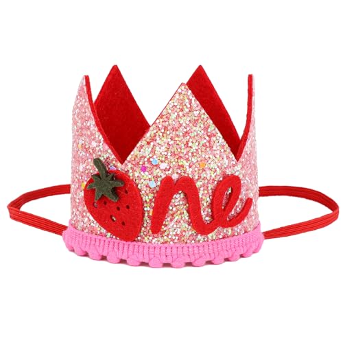 Tinoaly Erdbeer-Geburtstagsmütze für Babys, Rosa Glitzernde Beerenkrone zum Ersten Geburtstag Süße Partydekoration für Babyparty Erdbeer-Mottoparty Tinoaly Erdbeer-Geburtstagsmütze für Babys, Rosa Glitzernde Beerenkrone zum Ersten Geburtstag Süße Partydekoration für Babyparty Erdbeer-Mottoparty von Tinoaly