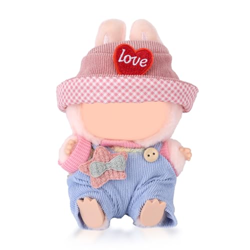 Tinoaly Für Puppen Geeignete Kleidung, Süße Plüschspielzeugkleidung Mütze T-Shirts Overalls Stilvolles Plüsch Outfit Zubehör für 17 cm Große Puppen von Tinoaly