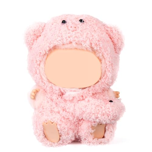 Tinoaly Puppenkleidung für 17cm Große Plüschpuppen, Kawaii Rosa Schweinchen-Stil Plüsch-Overall Hut und Dekorative Tasche DIY-Cosplay-Outfit-Zubehör zum Verkleiden Spielzeug (Puppe Nicht Enthalten) von Tinoaly