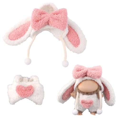 Tinoaly Puppenkleidungs Set, Flauschiges Häschen Outfit für 17cm Stehende & 15cm Sitzende Puppen mit Plüsch Rosa Latzhose in Herzform und Kapuze mit Langen Ohren Kleidersatz Set Tinoaly Puppenkleidungs Set, Flauschiges Häschen Outfit für 17cm Stehende & 15cm Sitzende Puppen mit Plüsch Rosa Latzhose in Herzform und Kapuze mit Langen Ohren Kleidersatz Set von Tinoaly