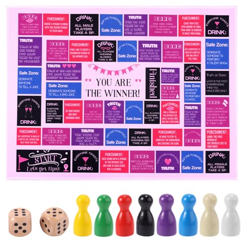 Trinkspiele Erwachsene, 40 x 30 cm Große Brettspielmatte zum Austrinken für 2-8 Spieler ab 21 Jahren Lustiges Partyzubehör für Junggesellinnenabschiede und Strandpartys Trinkspiele Erwachsene, 40 x 30 cm Große Brettspielmatte zum Austrinken für 2-8 Spieler ab 21 Jahren Lustiges Partyzubehör für Junggesellinnenabschiede und Strandpartys von Tinoaly