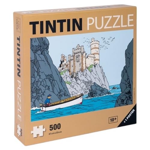 Puzzle 500 Teile Tintin, Die Schwarze Insel, Boot im Vorfeld + Poster 47 x 33 cm (81564) von Tintinimaginatio