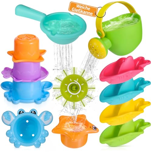 Badespielzeug Baby ab 1 2 3 4 Jahre, Wasserspielzeug Kinder Badewannenspielzeug Schwimmbad Pool Spielzeug ( Schimmelfreies 10 Stück ) von Tintinlody