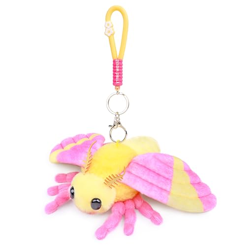 Tiny Heart Ahornblattmotte Plüschtier Schlüsselanhänger,Simulation Seidenspinner Tierserie, Weiche Füllung, 7in/18cm, Geeignet für Kinder und Naturliebhaber, Rosa von Tiny Heart