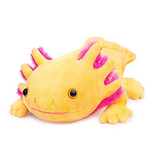 Tiny Heart Axolotl Stofftier Plüschtier 84cm/33” realistisches Axolotl Plüschtier schönes Tier niedliche und weiche Geschenke Plüsch-Axolotl für Kinder Jungen und Mädchen Axolotl Spielzeug Gelb von Tiny Heart