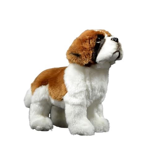 Tiny Heart Bernhardiner-Hund Stofftier Plüschtier 26cm/10” realistisches Bernhardiner-Hund Plüsch schönes Tier niedliche und weiche Geschenke Hund für Kinder Jungen und Mädchen Spielzeug braun von Tiny Heart