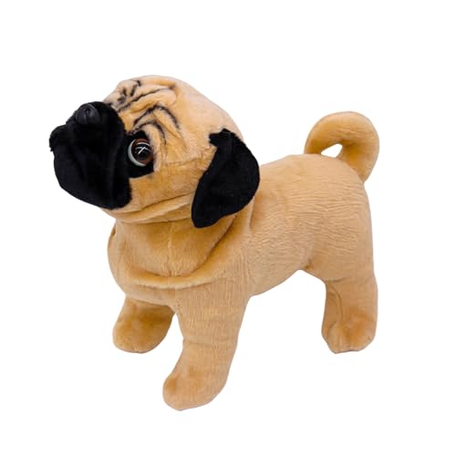 Tiny Heart Mops Hund Stofftier Plüschtier 27cm/10” realistisches Mops Hund Plüsch schönes Tier niedliche und weiche Geschenke Mops Hund für Kinder Jungen und Mädchen Spielzeug Schwarz von Tiny Heart