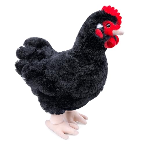Tiny Heart Simulation von Schwarze Henne Plüschtieren, Chicken Garnelentierspielzeug der Cambrian Ancient Plush Series,geeignet für Heimdekoration, Tier-Ankleideparty 12.5in/32 cm von Tiny Heart