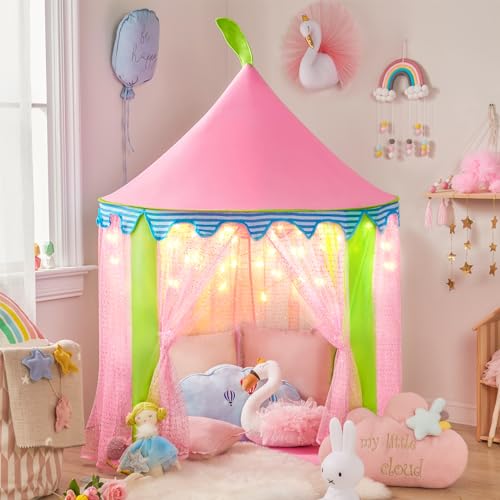 Tiny Land Kinderzelt für Drinnen mit Sternenlichtern & Tragetasche, Kinderzelt Madchen, Spielzelt Kinder Indoor, Kinder Zelte für Zimmer Tiny Land Kinderzelt für Drinnen mit Sternenlichtern & Tragetasche, Kinderzelt Madchen, Spielzelt Kinder Indoor, Kinder Zelte für Zimmer von Tiny Land