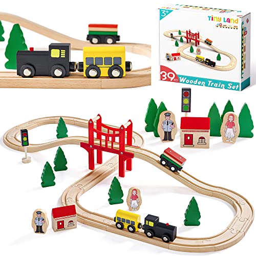 Holzeisenbahn und Züge Pack Eisenbahn Anfängerset Kompatibel mit Thomas Passend für Eichhorn Zugset Kleinkinderspielzeug empfohlen ab 3 Jahren von Tiny Land
