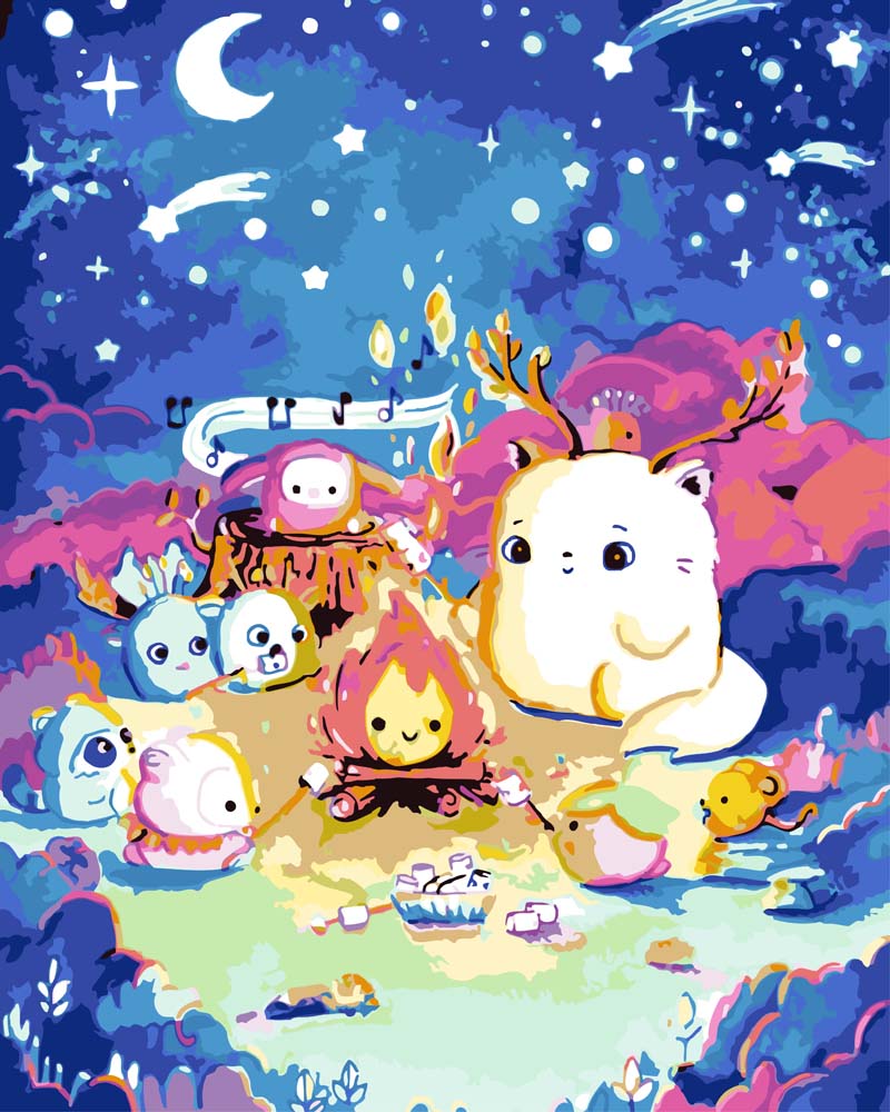 Malen nach Zahlen - Am Lagerfeuer - by Tiny Tami, mit Rahmen Malen nach Zahlen - Am Lagerfeuer - by Tiny Tami, mit Rahmen von Tiny Tami