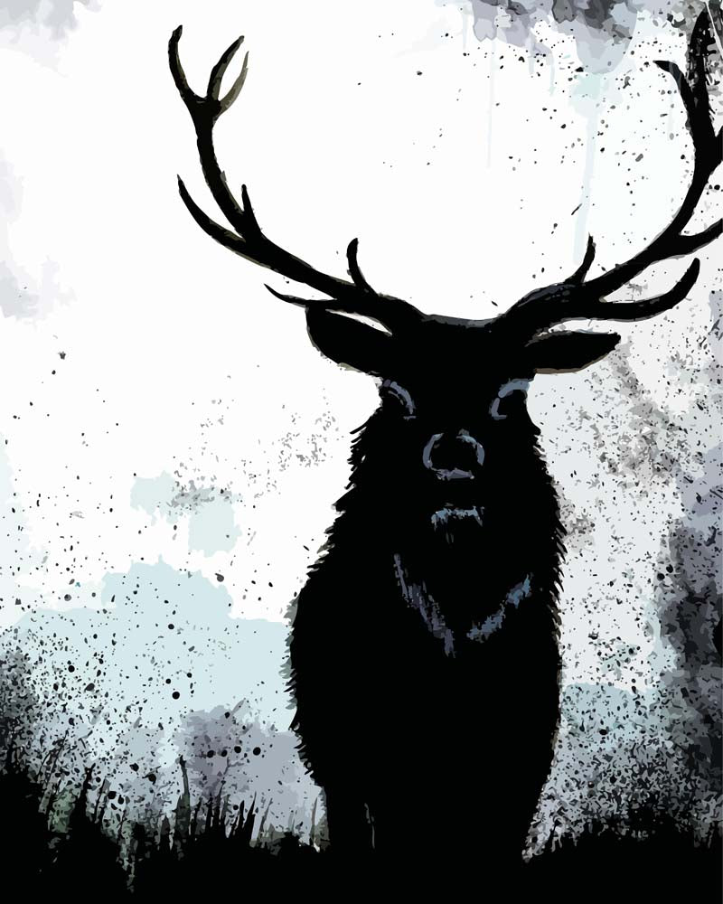 Malen nach Zahlen - Hirsch im Nebel - by Tiny Tami, ohne Rahmen Malen nach Zahlen - Hirsch im Nebel - by Tiny Tami, ohne Rahmen von Tiny Tami