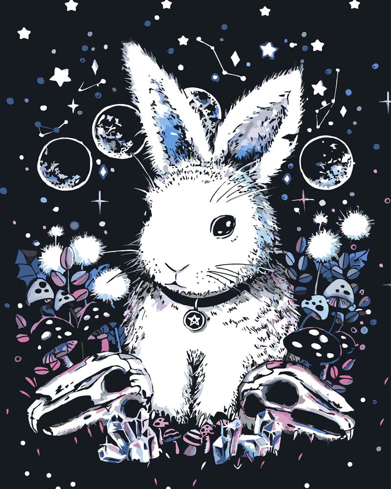 Malen nach Zahlen - Moon Bunny - by Tiny Tami, mit Rahmen von Tiny Tami