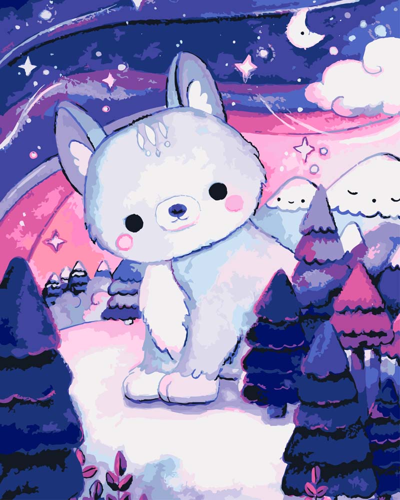 Malen nach Zahlen - Polarwolf - by Tiny Tami, ohne Rahmen von Tiny Tami