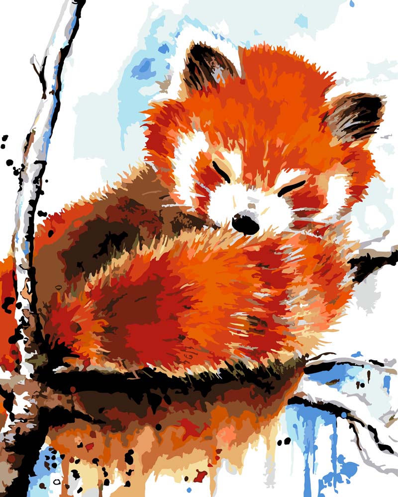 Malen nach Zahlen - Roter Panda - by Tiny Tami, mit Rahmen von Tiny Tami