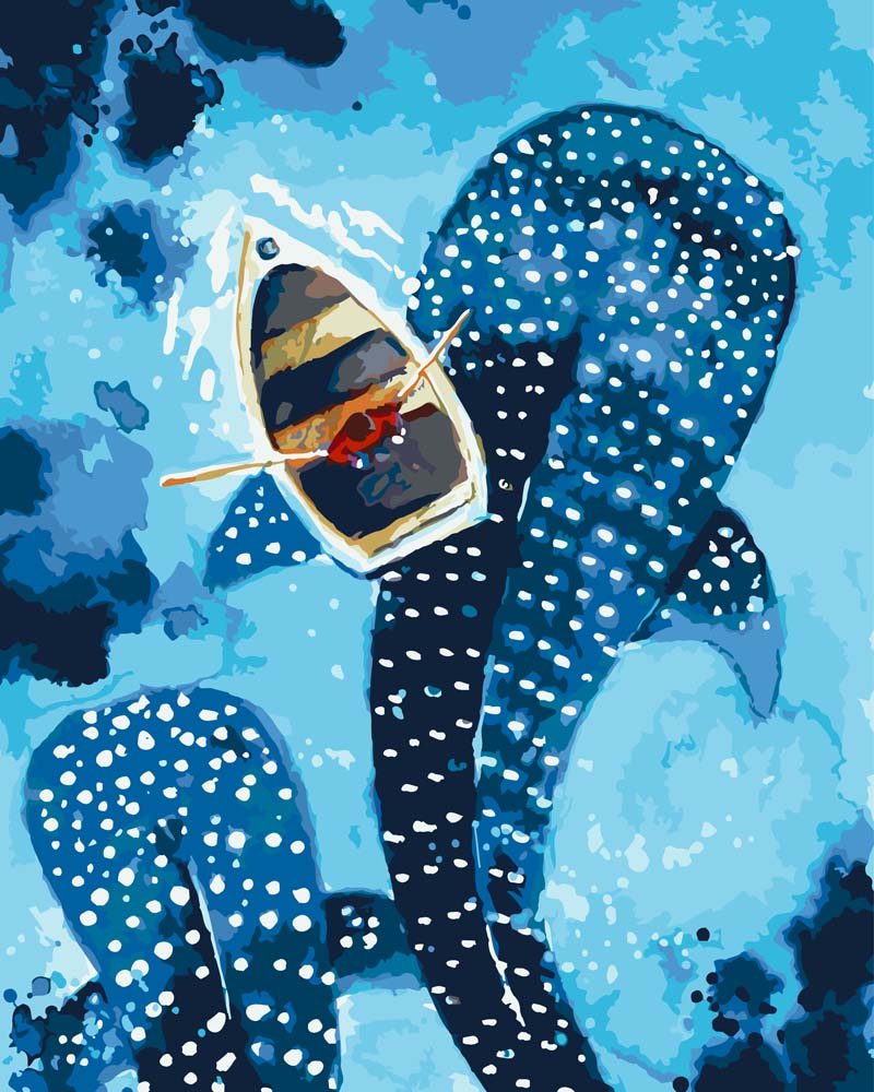 Malen nach Zahlen - Walhaie - by Tiny Tami, ohne Rahmen von Tiny Tami