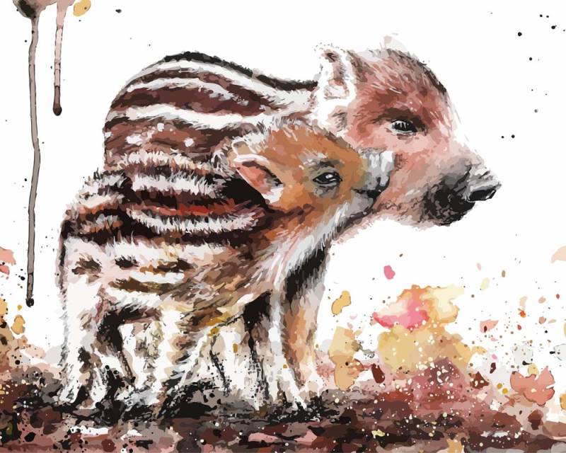 Malen nach Zahlen - Wildschweinchen - by Tiny Tami, ohne Rahmen von Tiny Tami