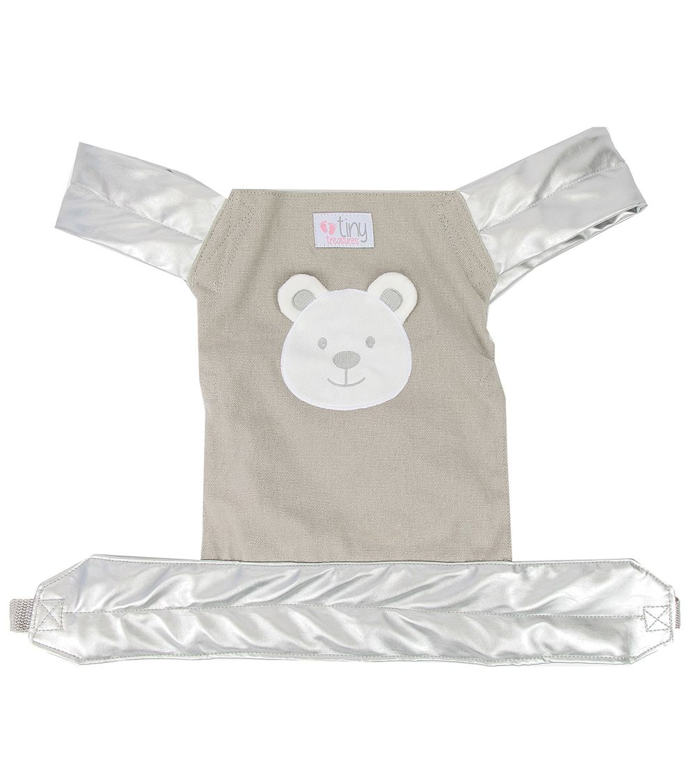 Tiny Treasures Puppenzubehör - Babytrage - Grauer m. Bär - Tiny Treasures - One Size - Puppenzubehör von Tiny Treasures