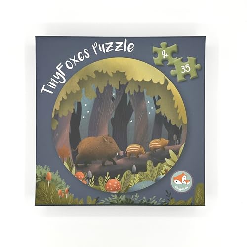 TinyFoxes Puzzel Wildschweine - 35-teilige für Kinder ab 4 Jahren - handgezeichnetes Motiv - von Kristin Franke von TinyFoxes