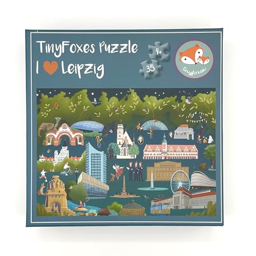 TinyFoxes Puzzle Leipzig - 35-teilige für Kinder ab 4 Jahren - handgezeichnetes Motiv - von Kristin Franke von TinyFoxes