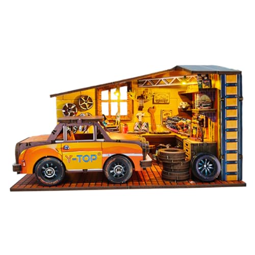 DIY Miniatur-Auto-Garage, 3D-Holz-Szenen-Modellbausatz für Urlaubsdekoration (200 + Stück) von TinyWizTo