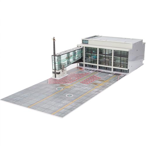 Flughafenterminal-Gebäudemodell im Maßstab 1:200 mit Lichtern, Schürze Pier – Miniatur-Luftfahrt-Szenen-Display, kompatibel mit Dual Boarding Bridges (B03) von TinyWizTo